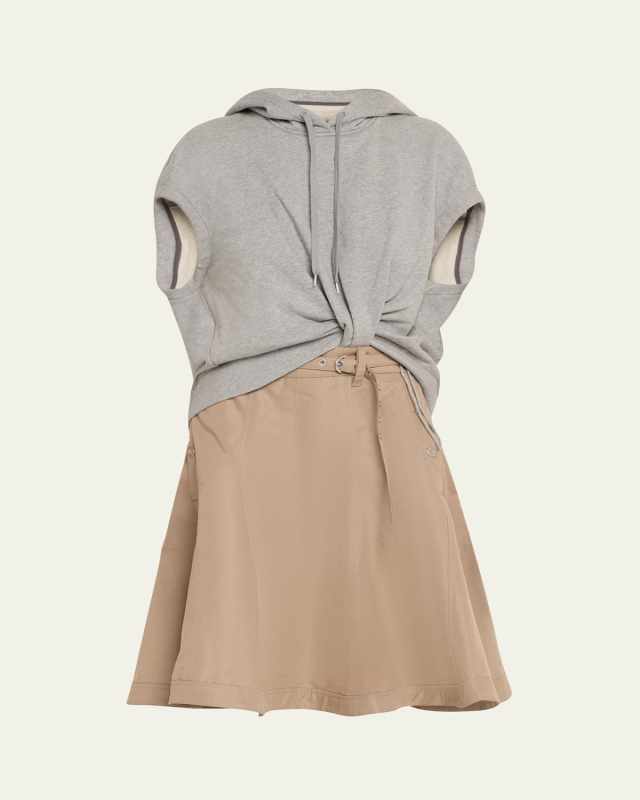 Hoodie Combo Dress with Flounce Skirt